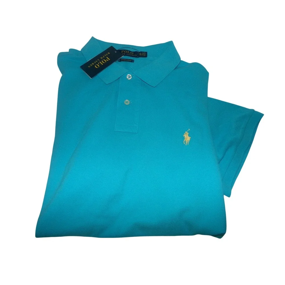 Polo Ralph Lauren Mens XL Custom Slim Fit Mesh Polo Shirt Turquoise Blue NWT